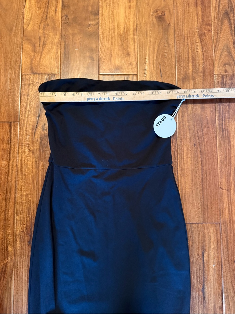 NWT STAUD Cortona Black Strapless Midi Dress sz L - Picture 6 of 15